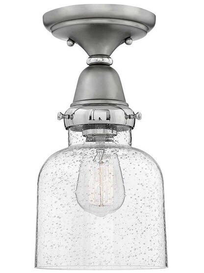 Academy Flush-Mount Ceiling Light with Bell Shade in English Nickel.